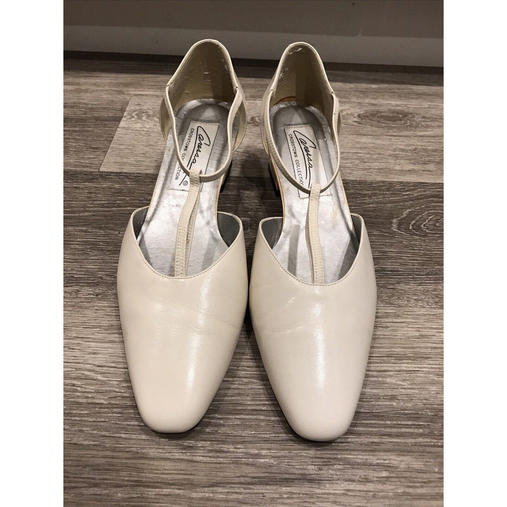 Caressa Crosstown Collection Women Sandal Cream slingback Size 11 Block Heel 2”